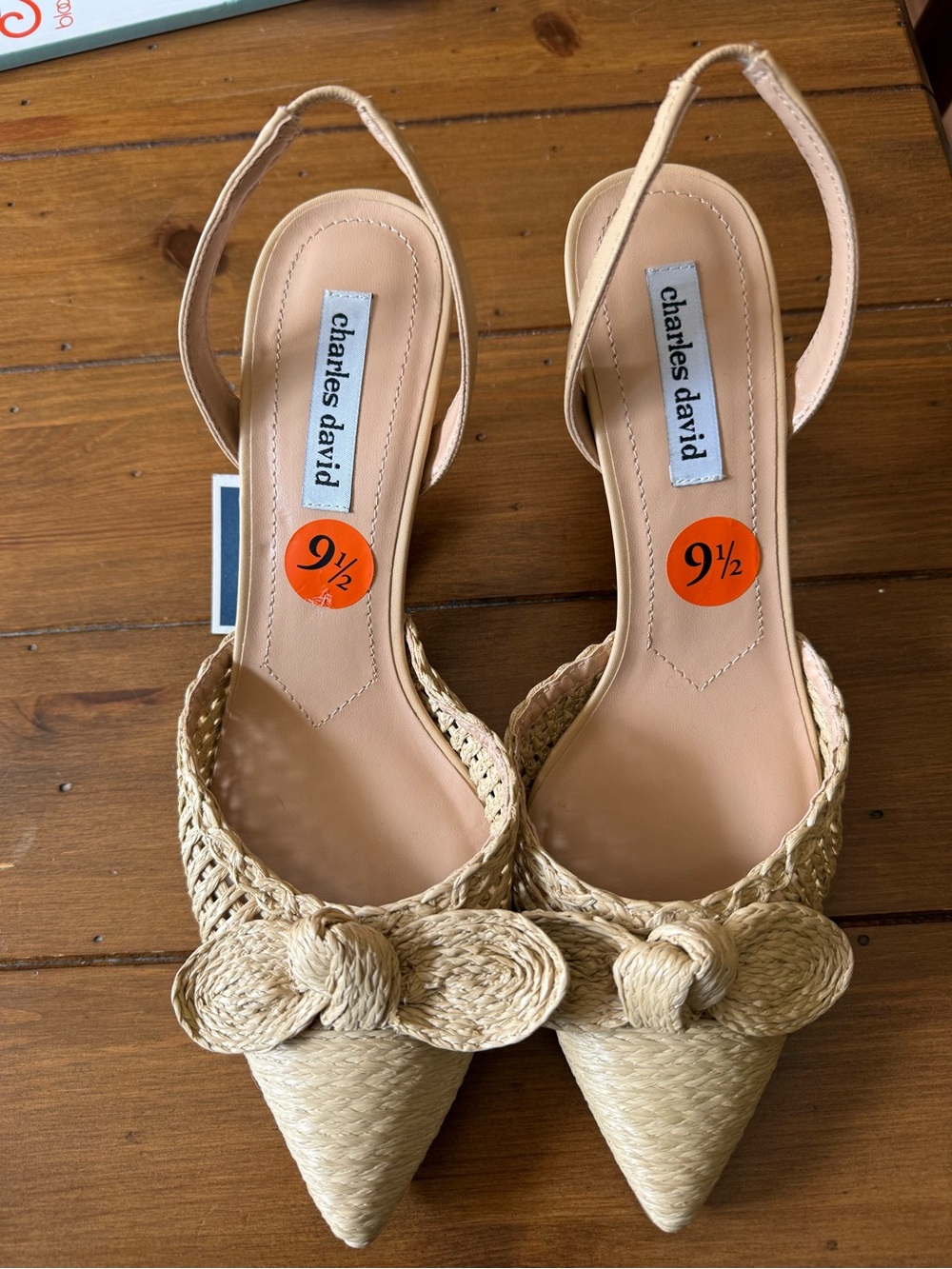 Deep Discount Charles David Women's Beige Raffia Slingback Pump Size 9.5